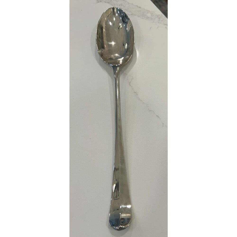 Vtg Queen Anne Silver Plated Center Ridge Solid Serving Spoon‎ 12” Polished